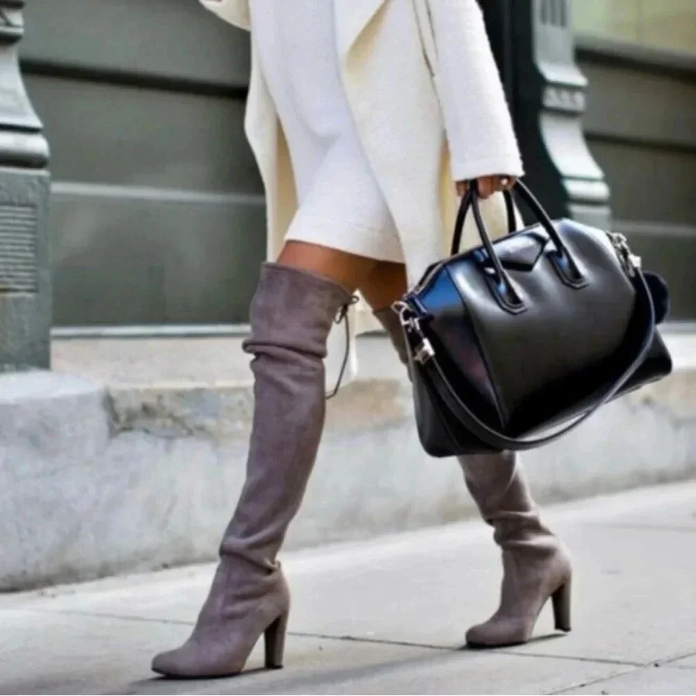 Stuart Weitzman Highland Heel Boot in Taupe Size 37